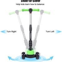 YOLEO Kids Three Wheel Kick Scooter with Removable Seat, LED Flashing Wheels, Height Adjustable Scooter