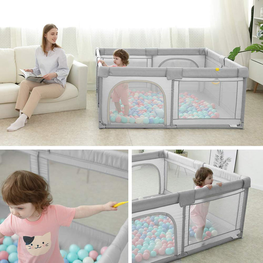 Dripex Kids Safety Activity Center Indoor Outdoor Toddler Fence with Breathable Mesh Extra Large Play Yard for Boys Girls Babies, 150x200cm