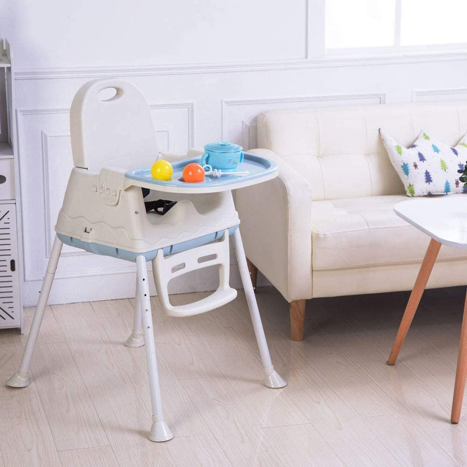 iropro High Chair for Baby and Toddler Booster Seat, with Removable Tray, 3-piont Harness and Adjustable Height Legs, Easy to Assemble Clean Dining Chair for Boys and Girls