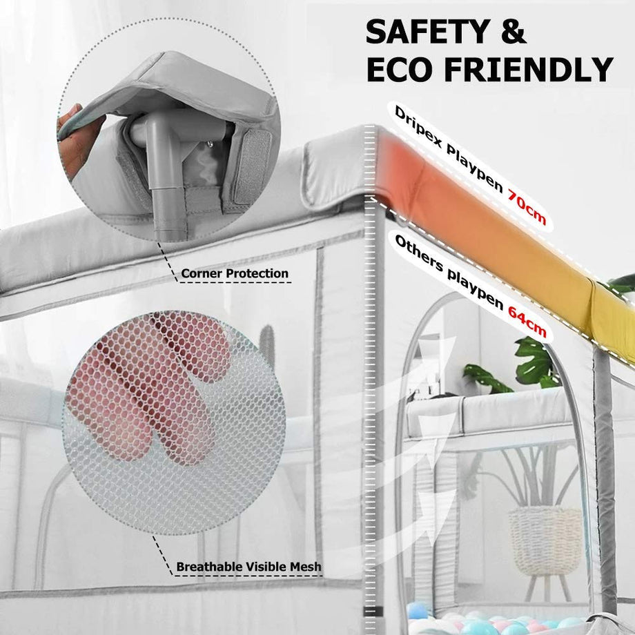 Dripex Kids Safety Activity Center Indoor Outdoor Toddler Fence with Breathable Mesh Extra Large Play Yard for Boys Girls Babies, 150x200cm