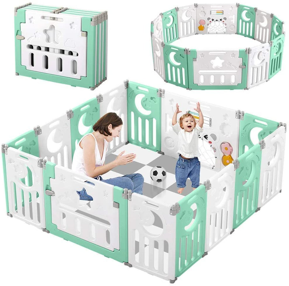 Dripex Upgrade Foldable Kids Activity Centre Safety Play Yard 14Panels