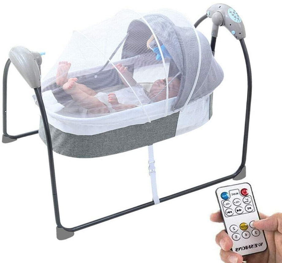 Electric Baby Cradle Toddler Rocker Bed, Newborns Bouncer Swing Bassinet Rocking Crib Infant Bed with Bluetooth Music, Remote Control,5 Swing Amplitudes
