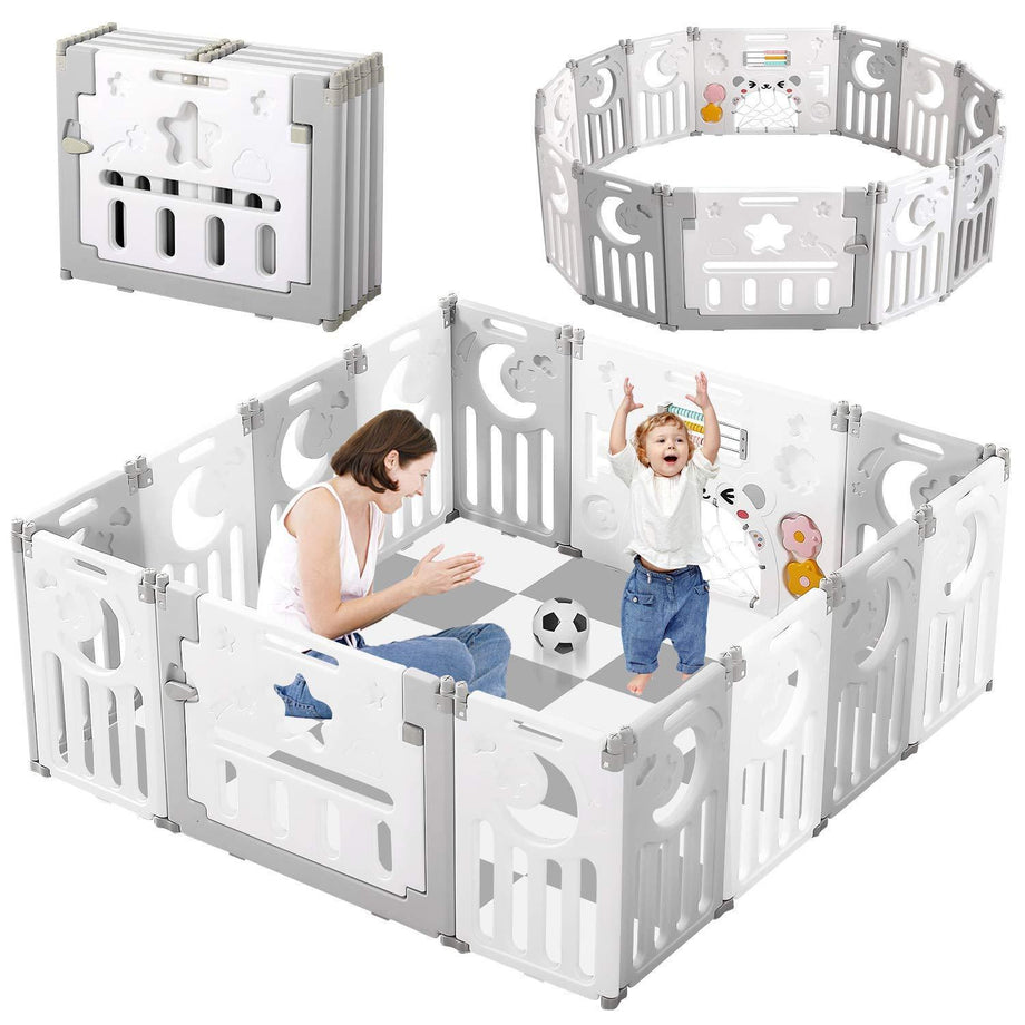 Dripex Upgrade Foldable Kids Activity Centre Safety Play Yard 14Panels