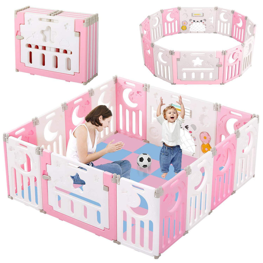 Dripex Upgrade Foldable Kids Activity Centre Safety Play Yard 14Panels