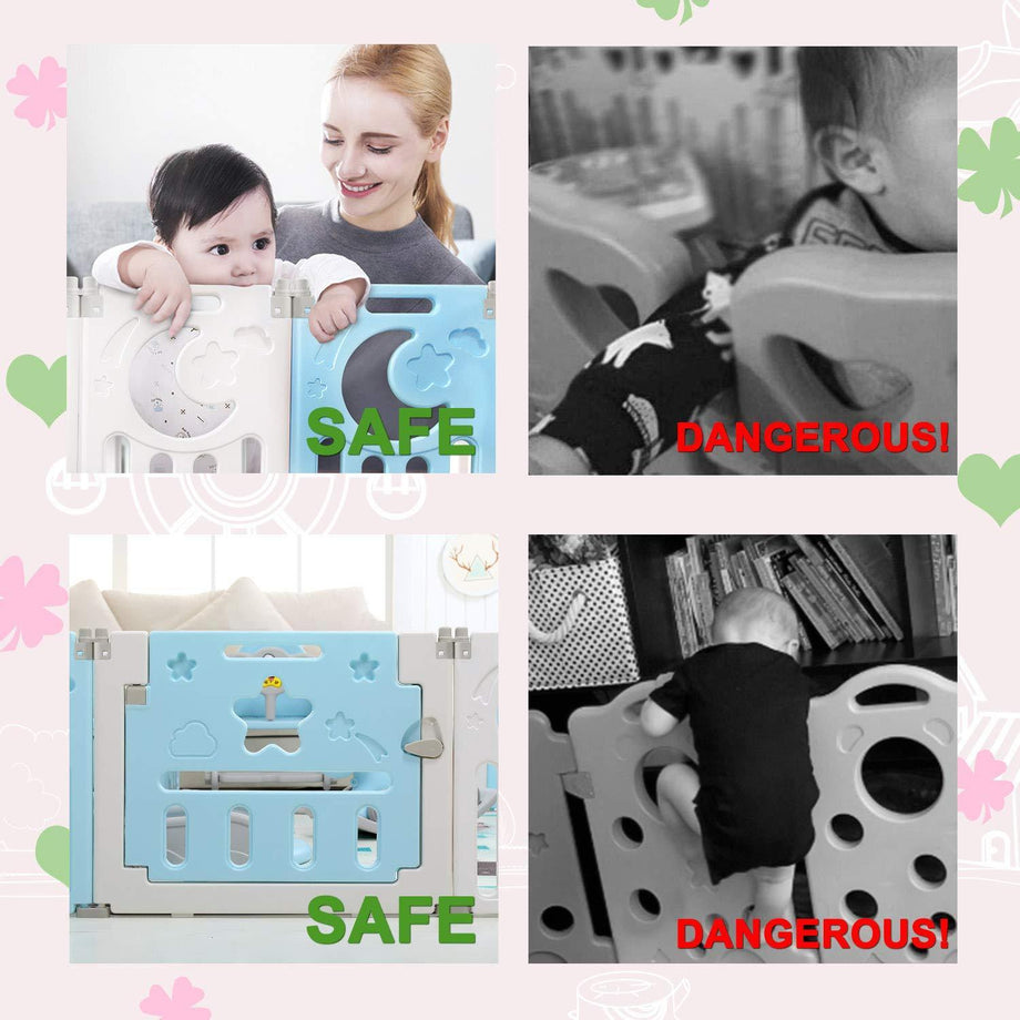 Dripex Upgrade Foldable Kids Activity Centre Safety Play Yard 14Panels