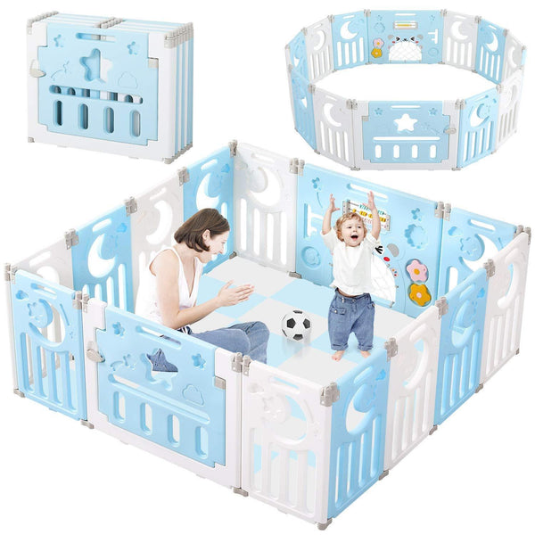 Dripex Upgrade Foldable Kids Activity Centre Safety Play Yard 14Panels