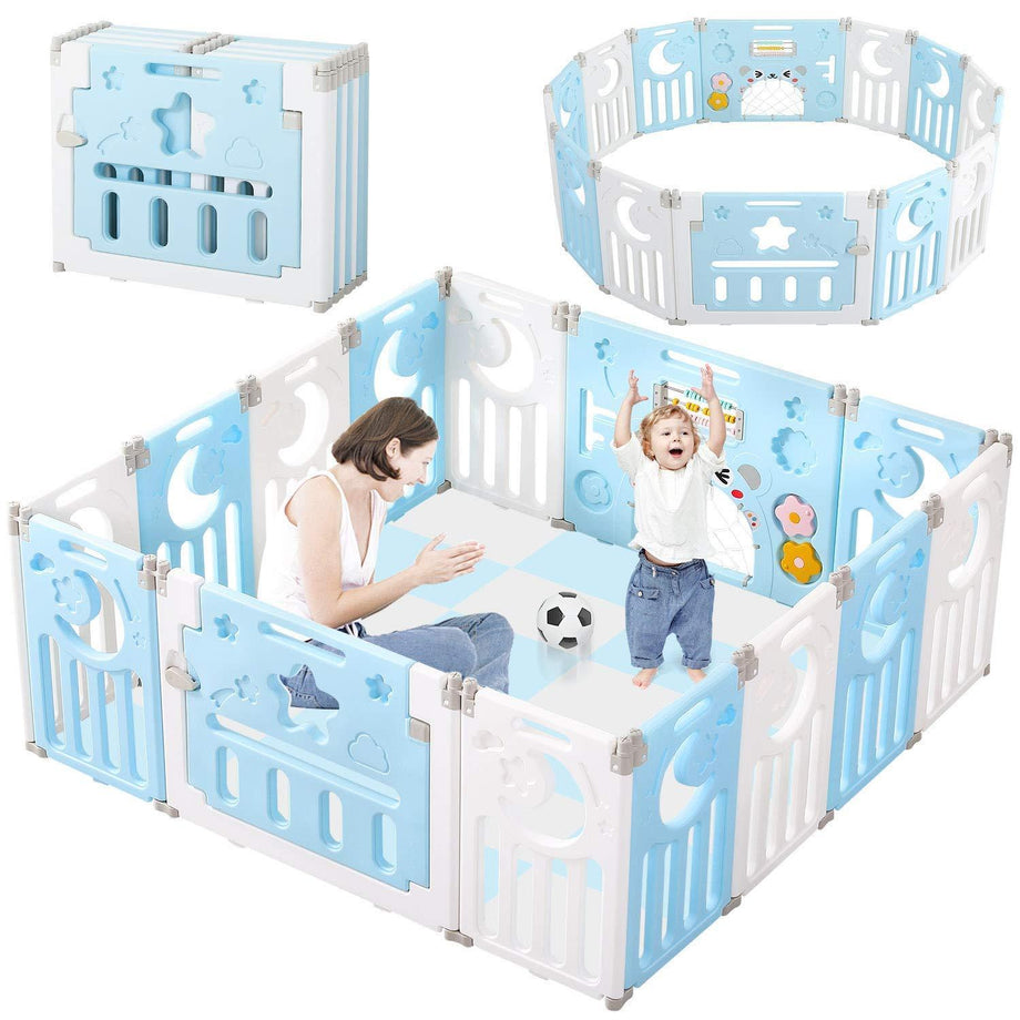 Dripex Upgrade Foldable Kids Activity Centre Safety Play Yard 14Panels