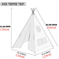Foldable Wooden Canvas Kids Teepee Play Tent Portable Pop Up Playhouse