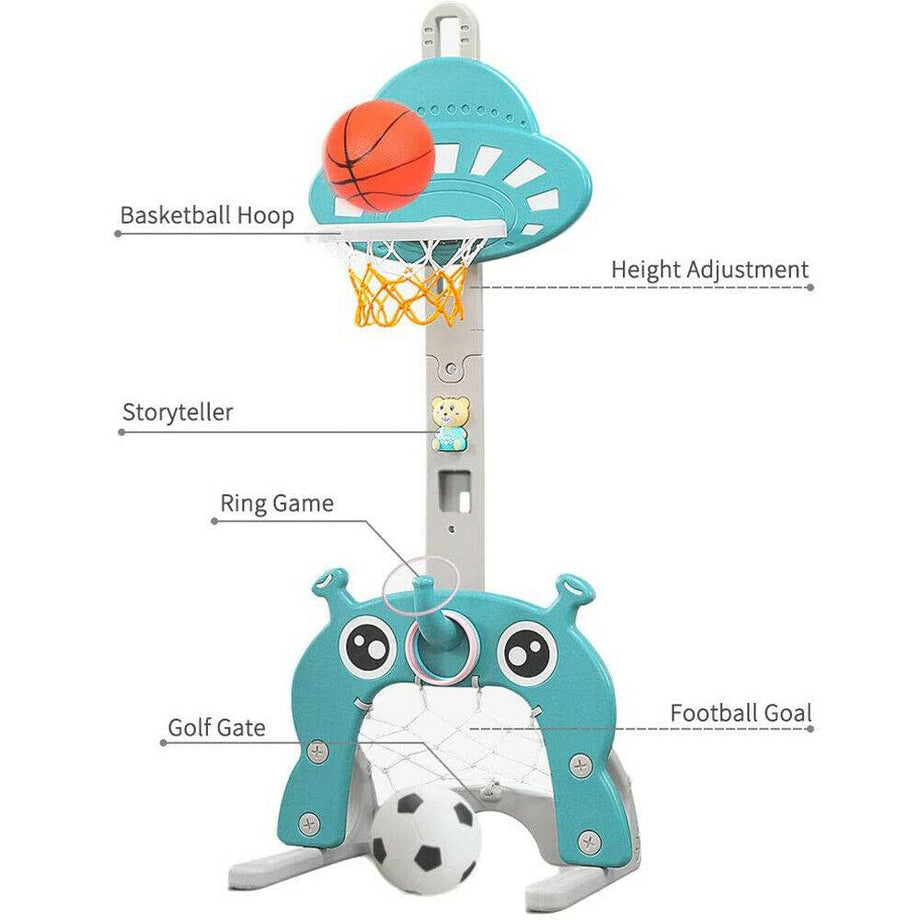 Football Stand Hoop Ring Toss Basketball Set Outdoor Sport Gift for Kids Toddler