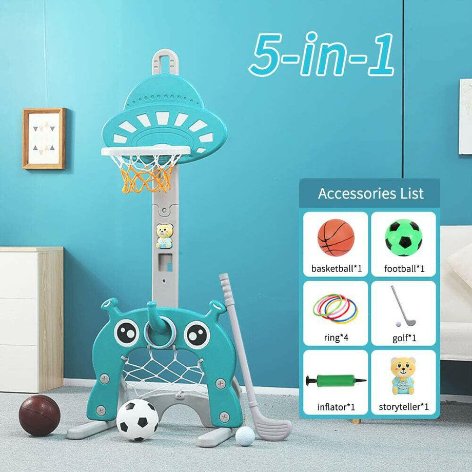 Football Stand Hoop Ring Toss Basketball Set Outdoor Sport Gift for Kids Toddler