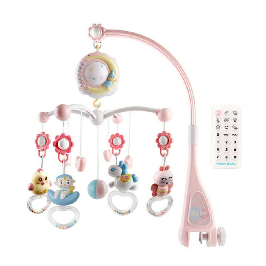 Baby Musical Crib Bed Bell Cot Mobile Moon & Star Dream Light Nusery Lullaby Toy