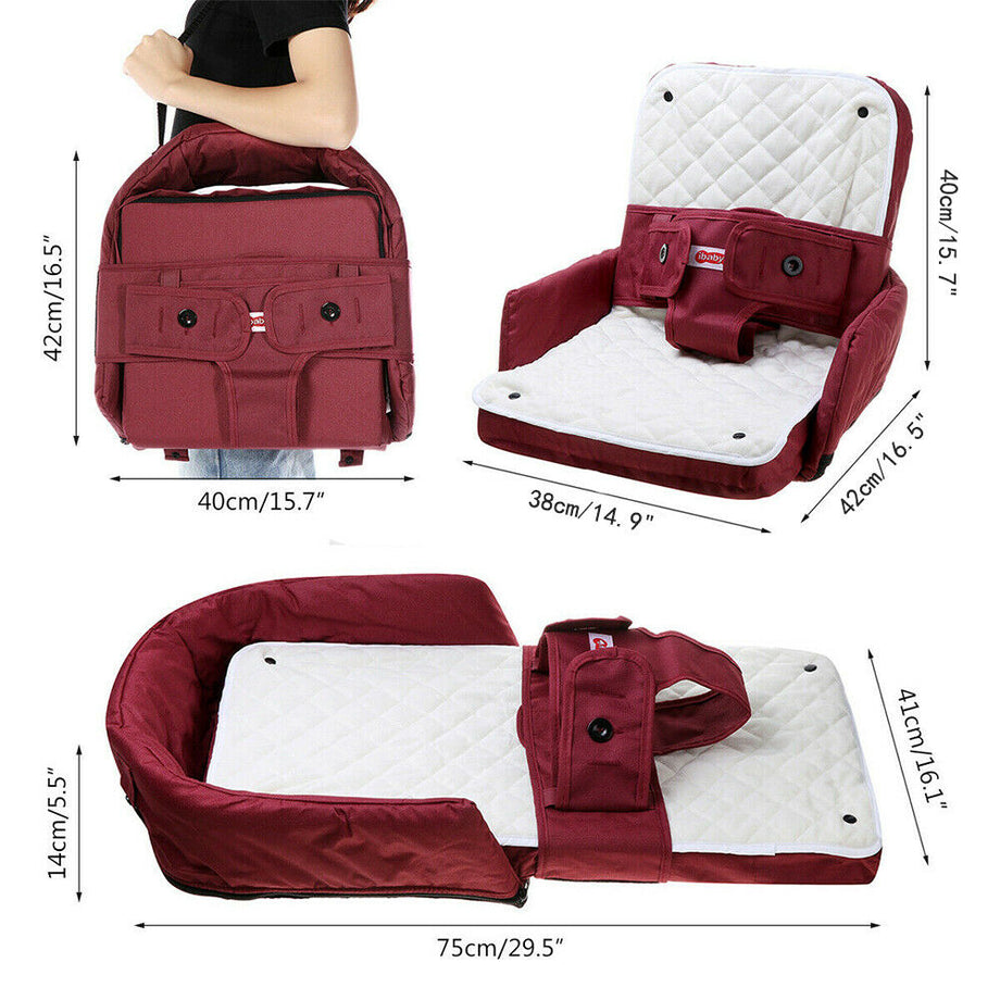 Baby Travel Cot Bed Foldable Newborn Crib Infant Portable Booster Seat Highchair