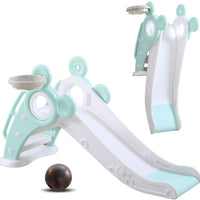 Yoleo Kids Slide Indoor Outdoor Climber Sports Folding Plastic Slide with Basketball