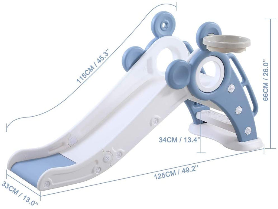 Yoleo Kids Slide Indoor Outdoor Climber Sports Folding Plastic Slide with Basketball