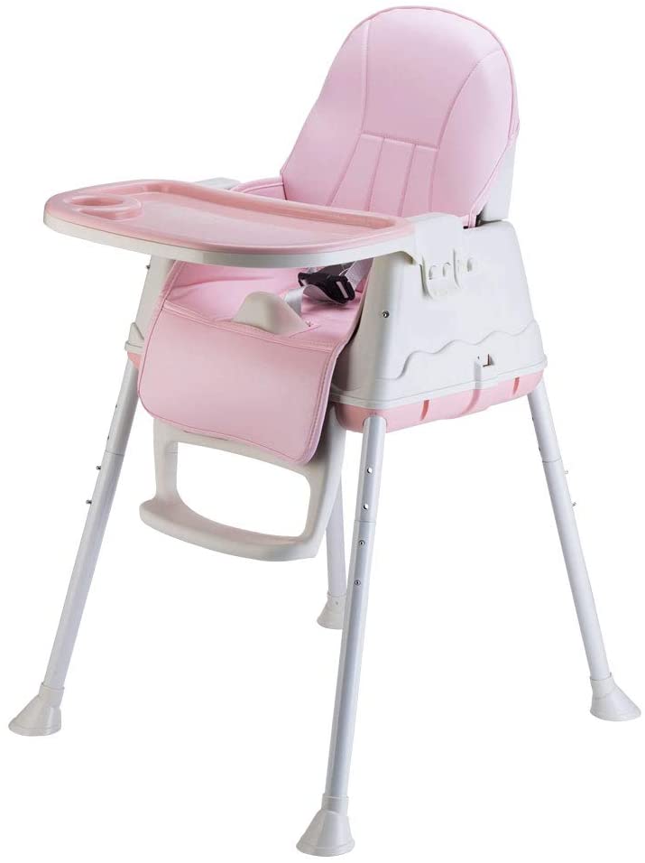 iropro High Chair for Baby and Toddler Booster Seat, with Removable Tray, 3-piont Harness and Adjustable Height Legs, Easy to Assemble Clean Dining Chair for Boys and Girls