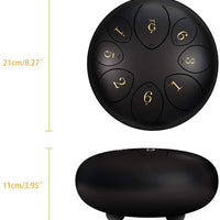 Dripex Steel Tongue Drum 8 Notes 8 Inch Percussion Instrument Handpan Ethereal Drum with with Bag, Music Book, Mallets, Finger Picks