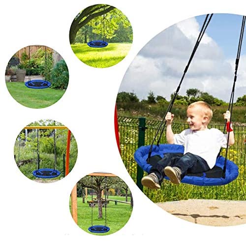 Dripex Nest Swing Children's Swing Tree Swing Seat Round swing for Outdoor Backyard Garden, Oxford, Blue, Up to 150 kg, 100