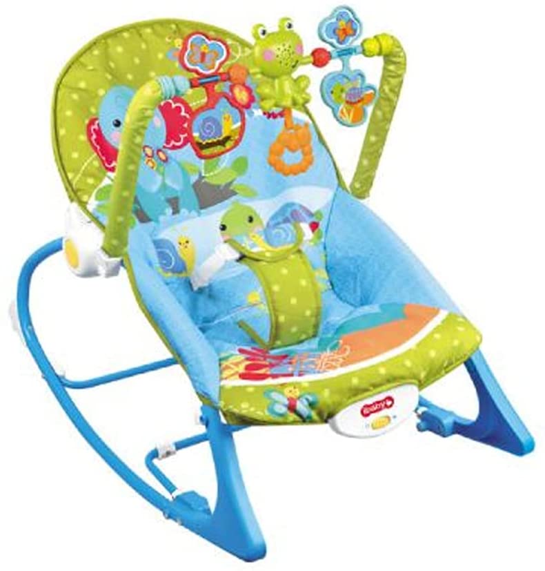 Baby Bouncer Soothing Vibration Rocker Cradle, Swing and Seat Chair Set, Soft Musical, Toys, Adjustable Recline Positions, Suit for Infant to Toddler