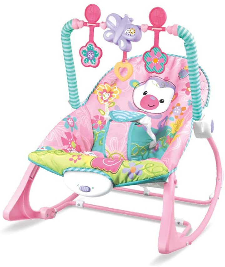 Baby Bouncer Soothing Vibration Rocker Cradle, Swing and Seat Chair Set, Soft Musical, Toys, Adjustable Recline Positions, Suit for Infant to Toddler