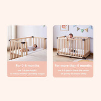 Dripex Baby Convertible Cots Wooden crib pine crib with rollers Wooden Cot Bed, unpainted and seamless stitching newborn crib, multifunctional sofa bed, playpen (100x65cm)