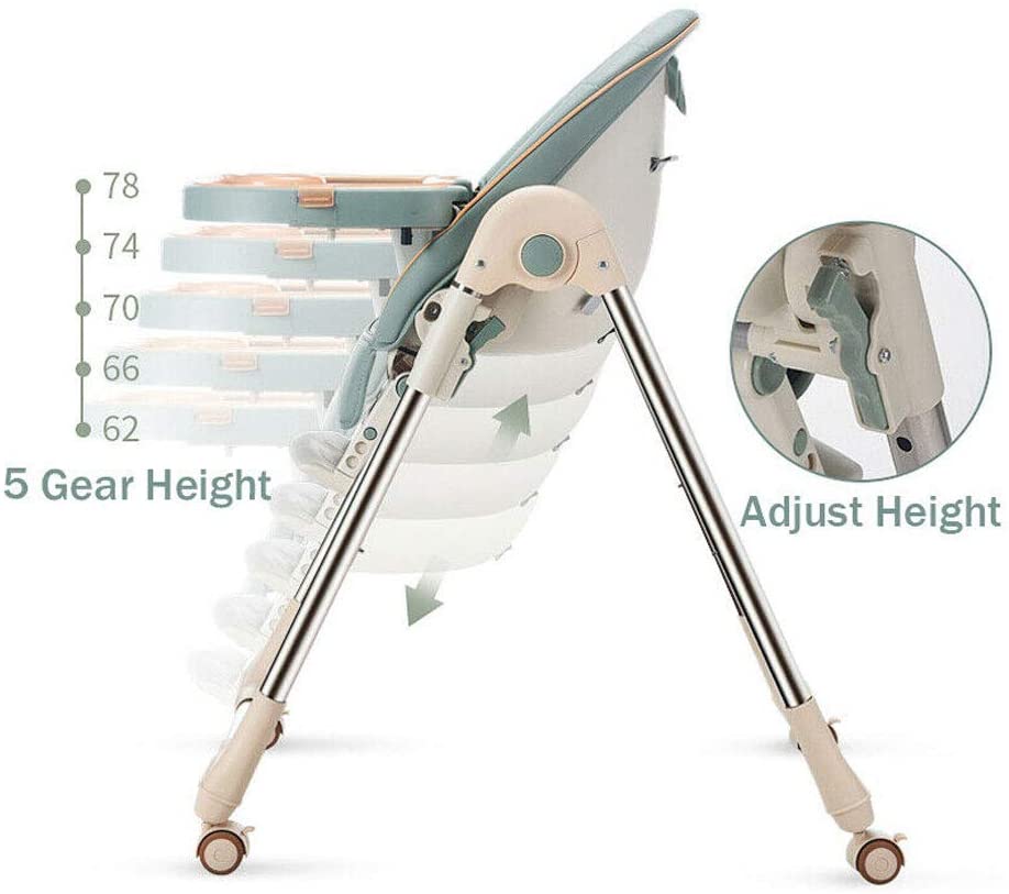 Yoleo Compact Baby High Chair for Babies and Toddlers with Removable Tray,5 Point Seat Belt Highchairs from 6 Months to 4 Years Old (Mint Green)