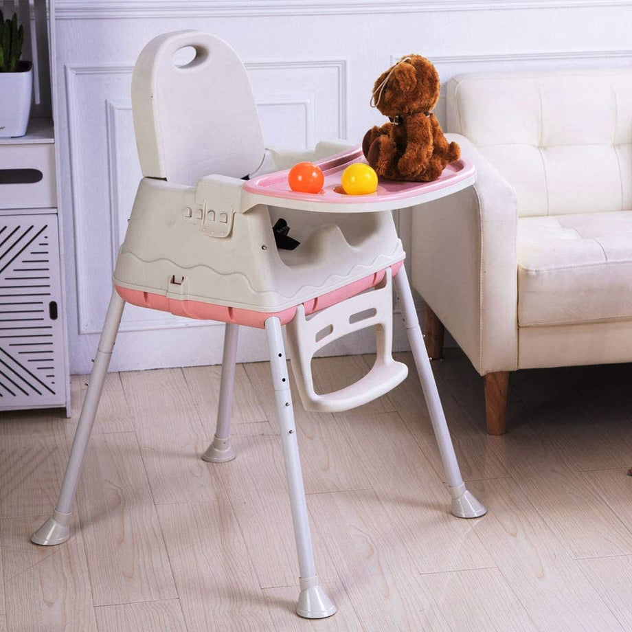 iropro High Chair for Baby and Toddler Booster Seat, with Removable Tray, 3-piont Harness and Adjustable Height Legs, Easy to Assemble Clean Dining Chair for Boys and Girls