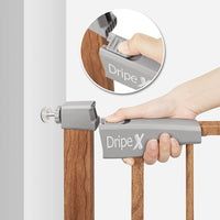 Dripex Stair Gate for Baby and Pet, Baby Safety Gate Pressure Fit, Metal Safety Gate for Doors and Stairs, Adjustable 75 cm - 82cm, One-Handed Operation, Auto Close Baby Gate, Wood Pattern Color