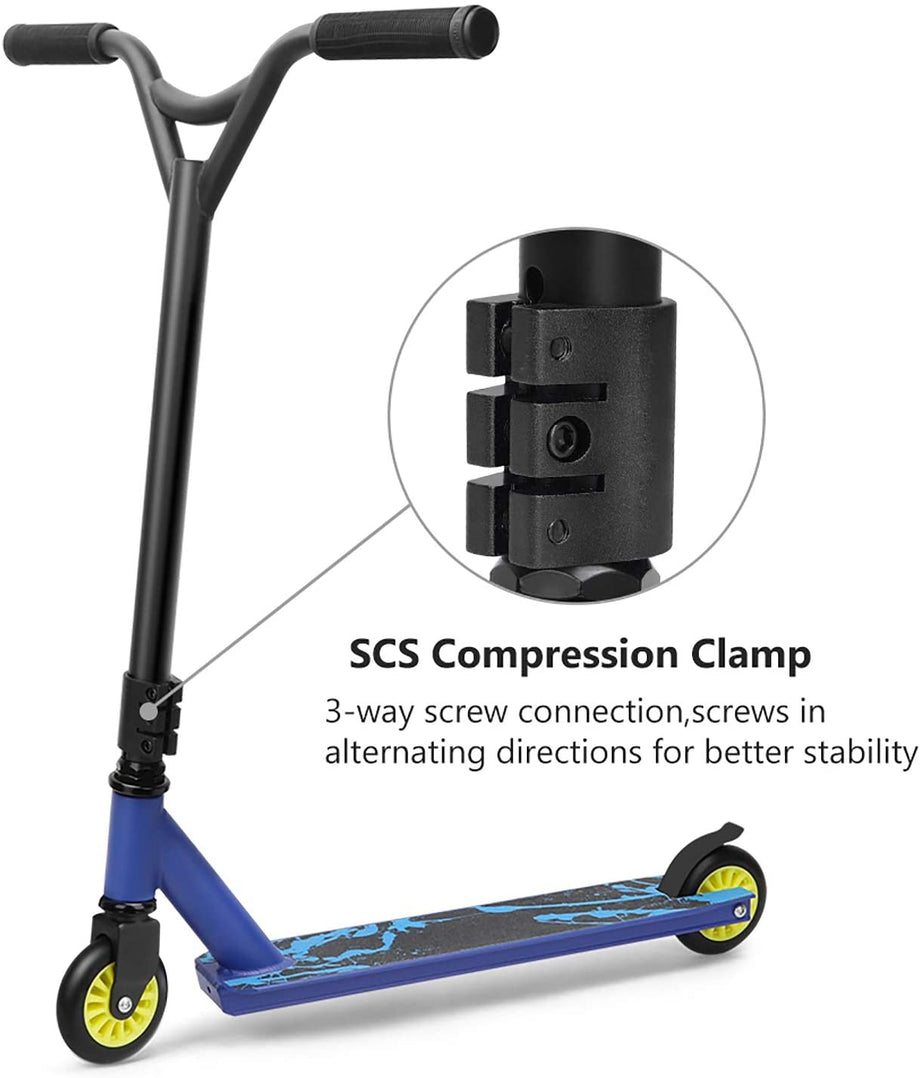 OUNUO Pro Stunt Scooter - Kick Scooter with ABEC 7 ball bearings，CNC 6061-T6 Aluminum Fork - Intermediate and Beginner Freestyle Tricks Scooters for Kids 8 Years and Up, Teens and Adults