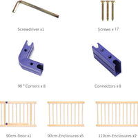 Dripex Wooden Baby Playpen, 8 Panels Large Play Fence for Toddlers, Kids Rectangle Activity Center Safety Play Yard with Lockable Door for Indoor and Outdoor