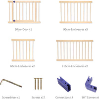 Dripex Wooden Baby Playpen, 8 Panels Large Play Fence for Toddlers, Kids Rectangle Activity Center Safety Play Yard with Lockable Door for Indoor and Outdoor