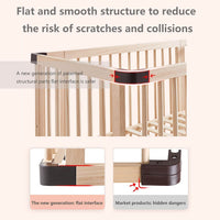 Dripex Baby Convertible Cots Wooden crib pine crib with rollers Wooden Cot Bed, unpainted and seamless stitching newborn crib, multifunctional sofa bed, playpen (100x65cm)