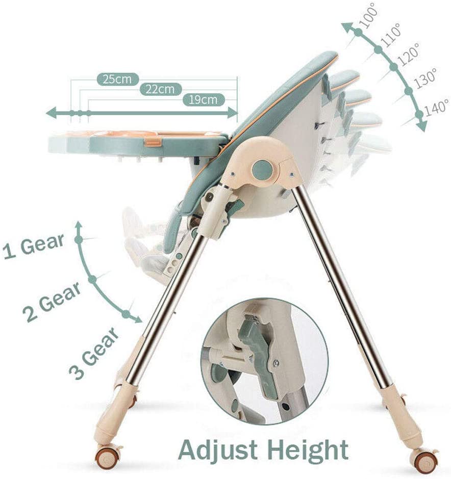 Yoleo Compact Baby High Chair for Babies and Toddlers with Removable Tray,5 Point Seat Belt Highchairs from 6 Months to 4 Years Old (Mint Green)