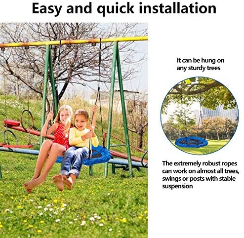 Dripex Nest Swing Children's Swing Tree Swing Seat Round swing for Outdoor Backyard Garden, Oxford, Blue, Up to 150 kg, 100
