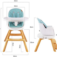 Yoleo Baby High Chair 4 in 1 Wooden High Chair Modern Design Booster Chair with Double Removable Tray Wooden Legs and 360° Rotatable Turntable for Baby Infants Toddlers