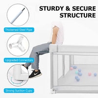 Baby Playpen, Indoor & Outdoor Kids Activity Center with Anti-Slip Base, Sturdy Safety Play Yard with Super Soft Breathable Mesh, Kid's Fence for Infants Toddlers(Grey) (150*150CM)