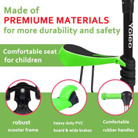 YOLEO Kids Three Wheel Kick Scooter with Removable Seat, LED Flashing Wheels, Height Adjustable Scooter