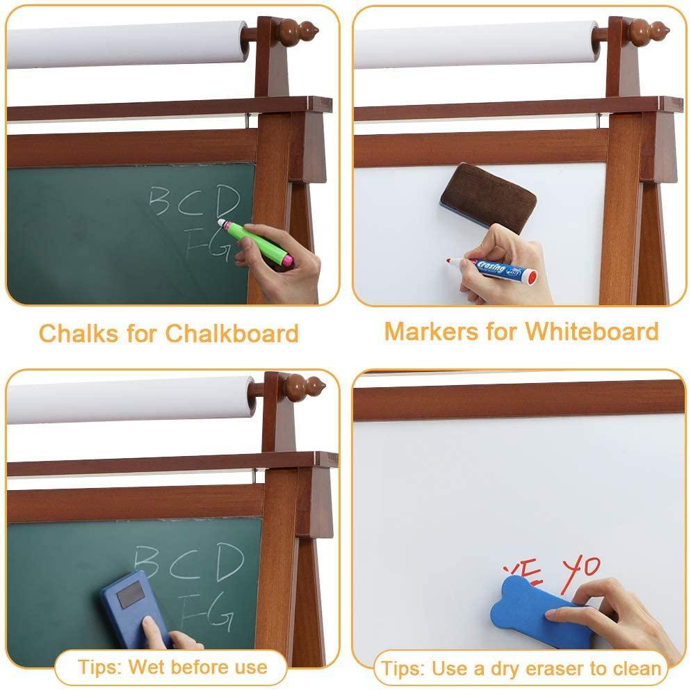  Dripex Art Easel for Kids - Double Sided Toddler Wooden Easel  with Dry Erase Board&Chalkboard, Paper Roll, Letters&Numbers - Adjustable  Children Painting Easel for Drawing (Brown) : Toys & Games