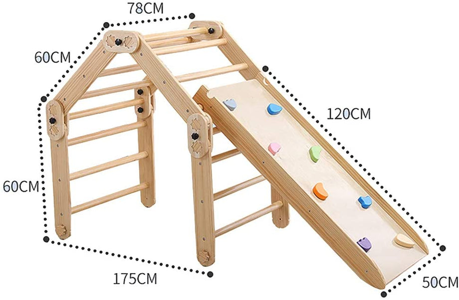 Dripex Wooden Climbing Triangle Ladder with Ramp