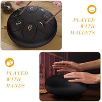 Dripex Steel Tongue Drum 8 Notes 8 Inch Percussion Instrument Handpan Ethereal Drum with with Bag, Music Book, Mallets, Finger Picks