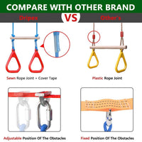 Ninja Warrior Obstacle Course for Kids - 2X60FT Ninja Slackline with Most Complete Accessories for Kids, Climbing Rope Swing, Trapeze Swing, Ninja Wheel, Webbing Ladder Plus 1.2M Arm Trainer