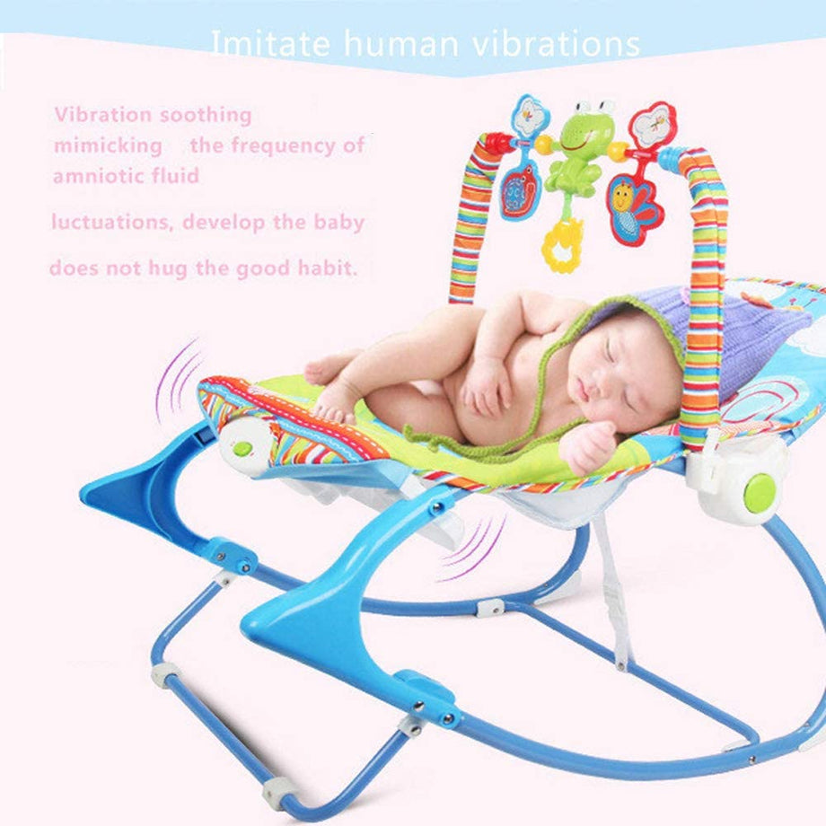Baby Bouncer Soothing Vibration Rocker Cradle, Swing and Seat Chair Set, Soft Musical, Toys, Adjustable Recline Positions, Suit for Infant to Toddler