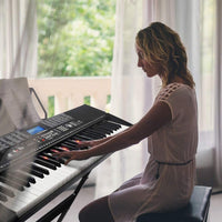 61-Key Portable Electronic Keyboard Piano for Beginners with Lighting Keys,Interactive Teaching System,3 Teaching Modes,Music Stand,Heaphones