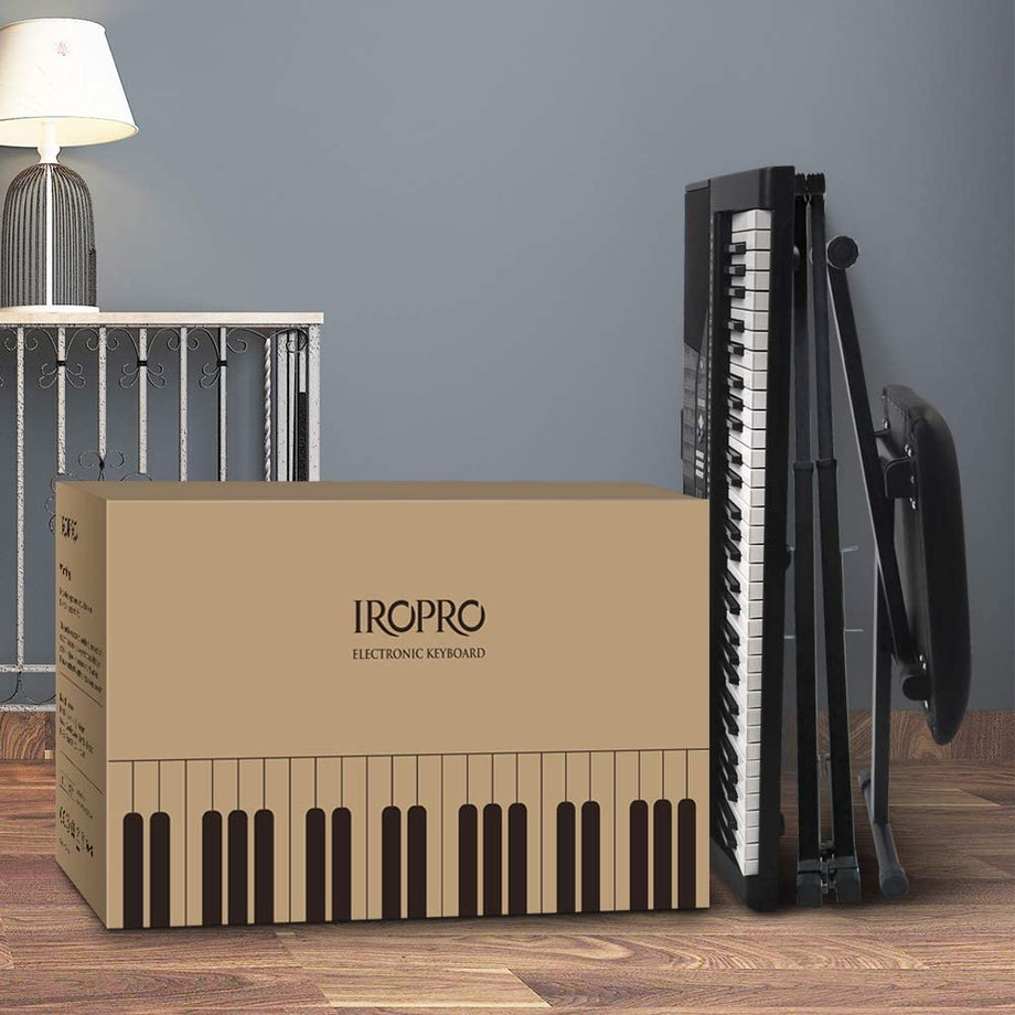 61-Key Portable Electronic Keyboard Piano for Beginners with Lighting Keys,Interactive Teaching System,3 Teaching Modes,Music Stand,Heaphones