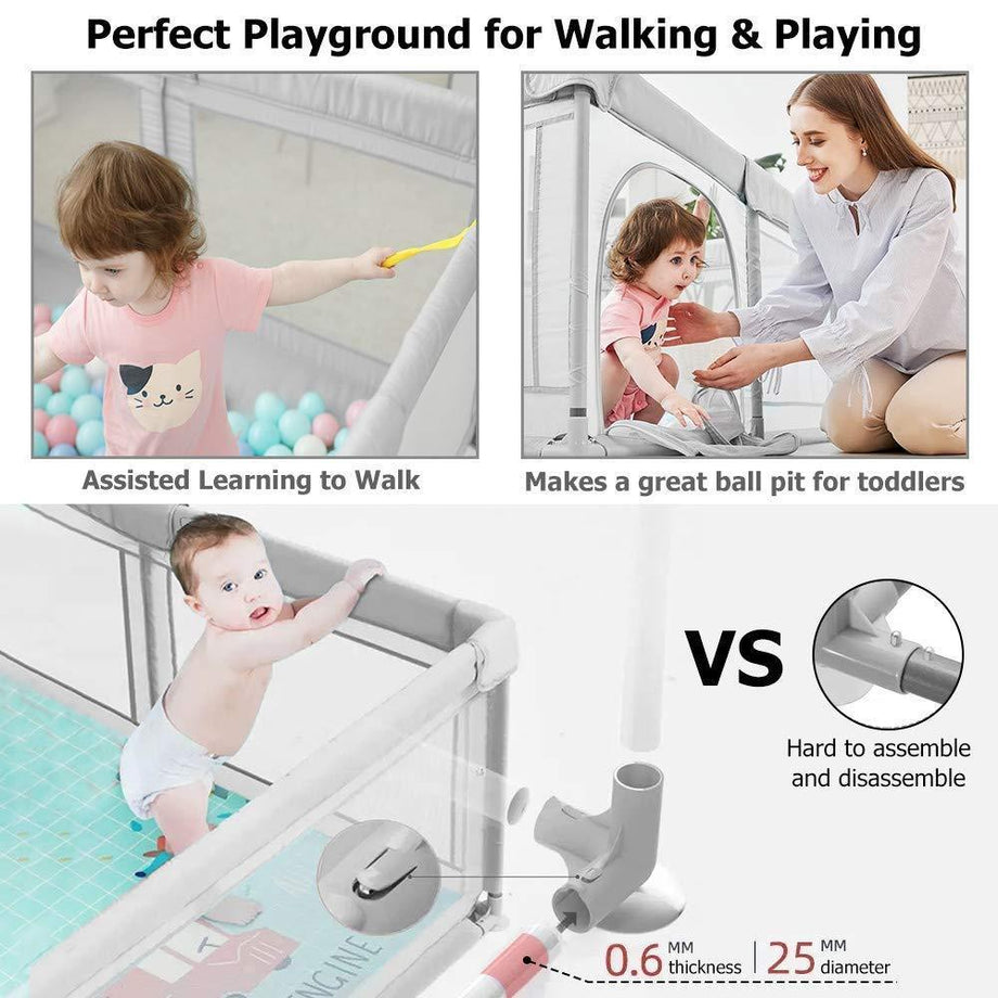 Dripex Kids Safety Activity Center Indoor Outdoor Toddler Fence with Breathable Mesh Extra Large Play Yard for Boys Girls Babies,120*180cm Baby Playpen