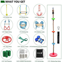 Ninja Warrior Obstacle Course for Kids - 2X50FT Ninja Slackline with Most Complete Accessories for Kids