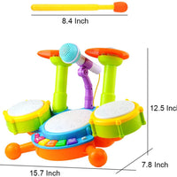 Kids Drum Kit Toy Drum Set Baby Musical Instruments for Toddlers Nursery Rhymes Electronic for Children Kid Boys Girls 3 4 5 Year Olds