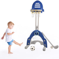 Dprodo Basketball Hoop for Kids 4 in 1 Sports Activity Center Basketball Football Golf Adjustable Height
