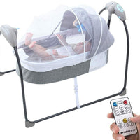 Electric Baby Cradle Toddler Rocker Bed, Newborns Bouncer Swing Bassinet Rocking Crib Infant Bed with Bluetooth Music, Remote Control，5 Swing Amplitudes