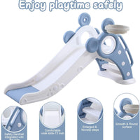 Yoleo Kids Slide Indoor Outdoor Climber Sports Folding Plastic Slide with Basketball