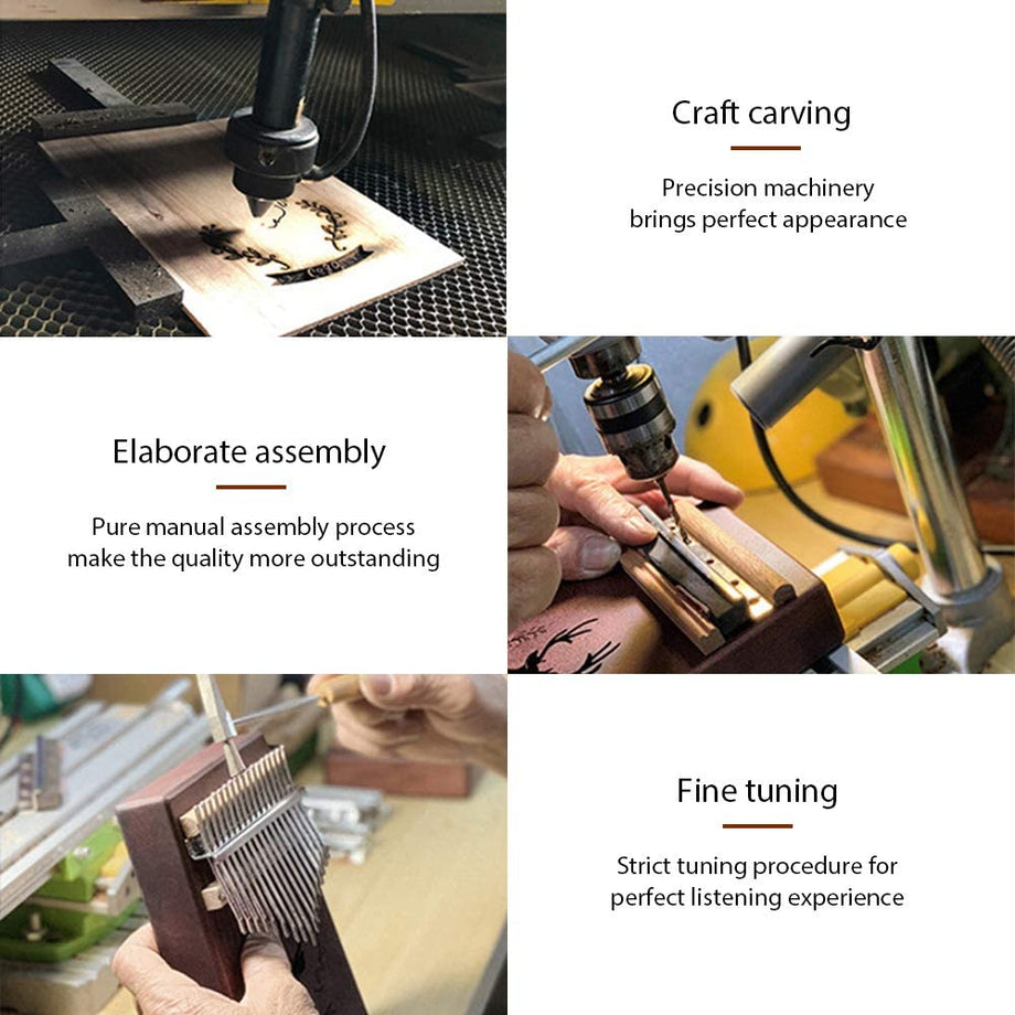 Dripex Kalimba Thumb Piano with Study Instruction and Tune Hammer, Finger Marimba Instrument(Mahogany)